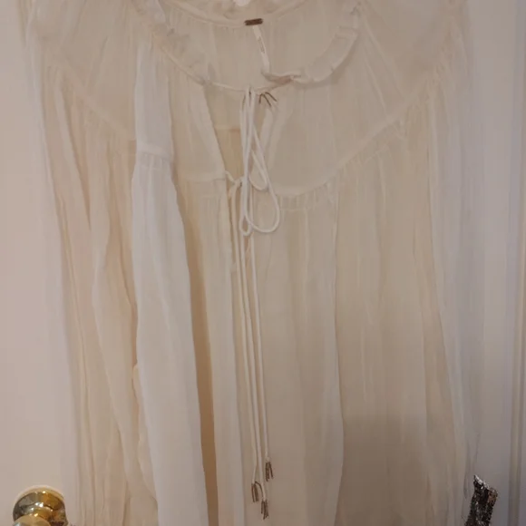 Free People Cream Ruffle Blouse - Picture 5 of 5